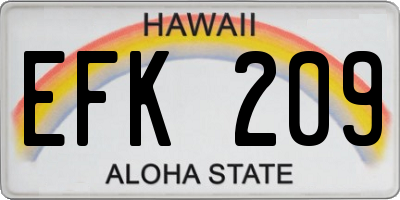 HI license plate EFK209