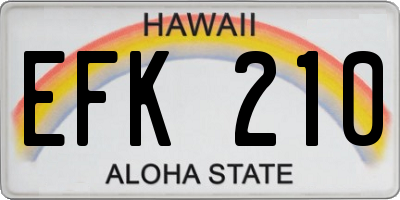 HI license plate EFK210