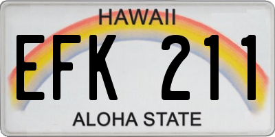 HI license plate EFK211