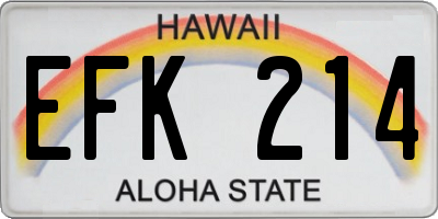 HI license plate EFK214