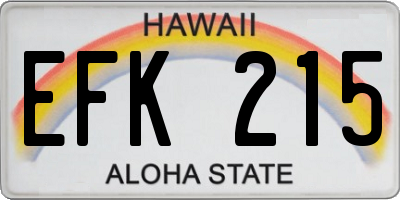 HI license plate EFK215