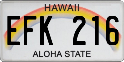 HI license plate EFK216