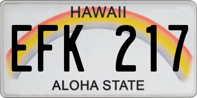 HI license plate EFK217