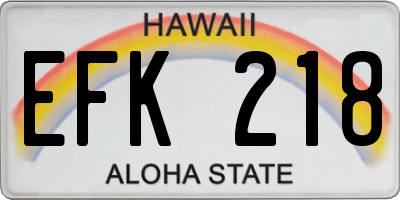 HI license plate EFK218