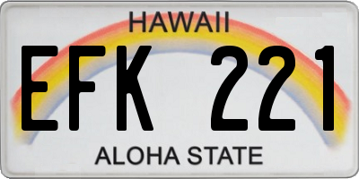 HI license plate EFK221