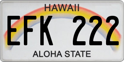 HI license plate EFK222