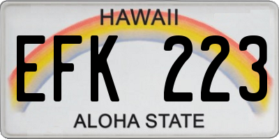 HI license plate EFK223