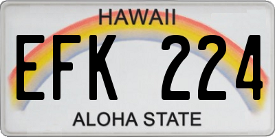 HI license plate EFK224