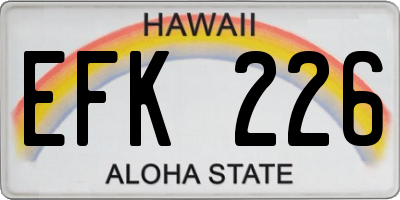 HI license plate EFK226