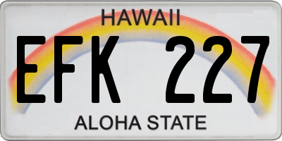 HI license plate EFK227