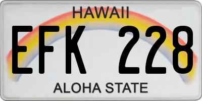 HI license plate EFK228