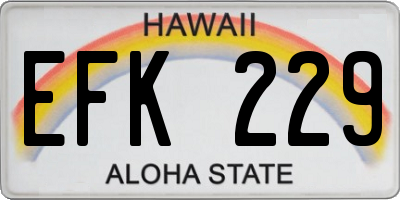 HI license plate EFK229