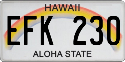 HI license plate EFK230