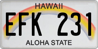 HI license plate EFK231