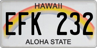 HI license plate EFK232