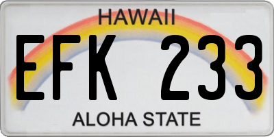 HI license plate EFK233