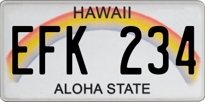 HI license plate EFK234