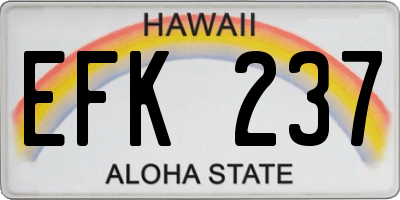 HI license plate EFK237