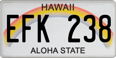 HI license plate EFK238