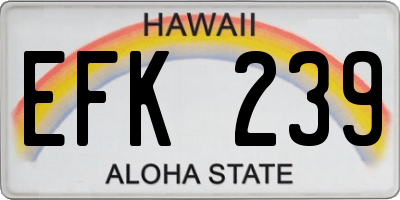 HI license plate EFK239