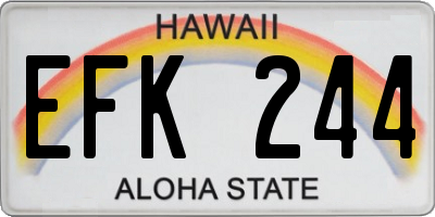HI license plate EFK244