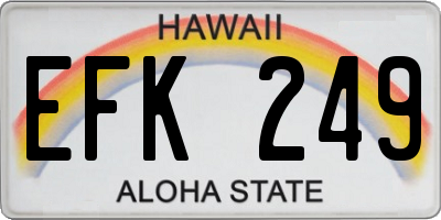 HI license plate EFK249