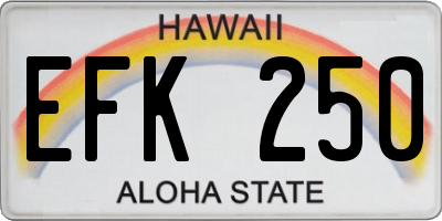 HI license plate EFK250