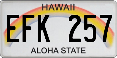 HI license plate EFK257