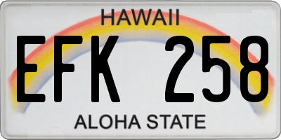HI license plate EFK258