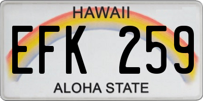 HI license plate EFK259