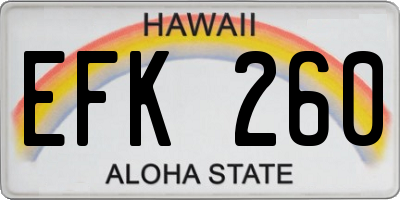 HI license plate EFK260