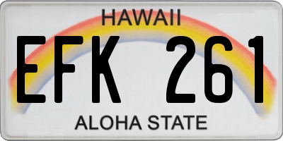 HI license plate EFK261