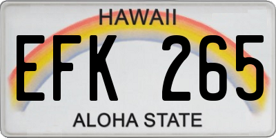 HI license plate EFK265