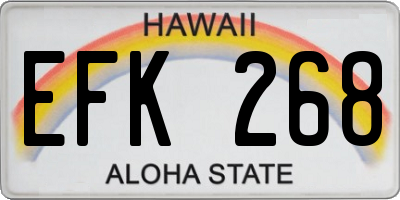 HI license plate EFK268