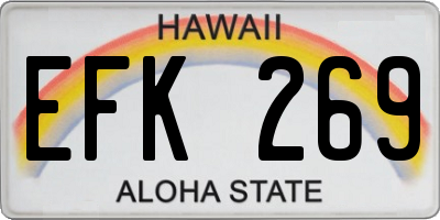 HI license plate EFK269