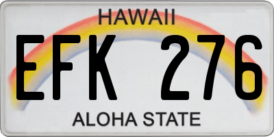 HI license plate EFK276