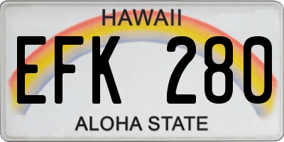 HI license plate EFK280