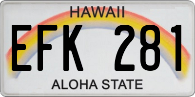 HI license plate EFK281