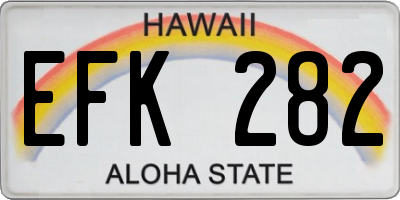 HI license plate EFK282