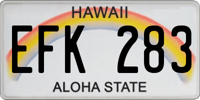 HI license plate EFK283