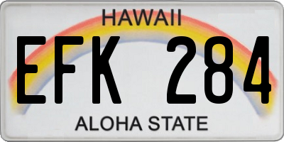 HI license plate EFK284