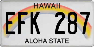 HI license plate EFK287