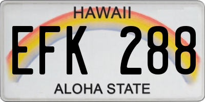 HI license plate EFK288