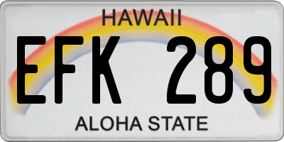 HI license plate EFK289