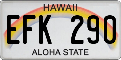 HI license plate EFK290