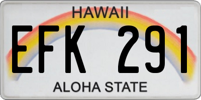 HI license plate EFK291