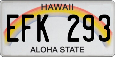 HI license plate EFK293