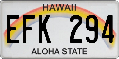 HI license plate EFK294