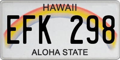 HI license plate EFK298