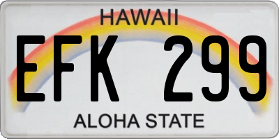 HI license plate EFK299